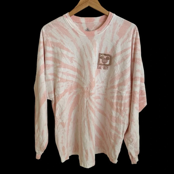 Disney Parks Medium Pink Tie Dye Spirit Jersey Top T Shirt Rose Gold Disneyworld - Picture 1 of 4